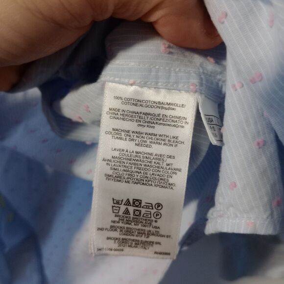 Brooks Brothers Oxford Button Down Shirt Cotton Regent S Blue Striped - Picture 3 of 5